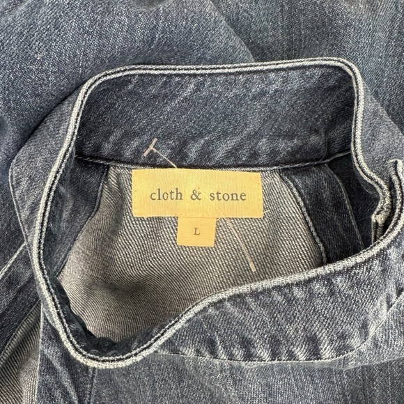 Cloth & Stone x Anthropologie - NWOT Blue Denim Halter Wide Leg Jumpsuit Sz L - Picture 6 of 8